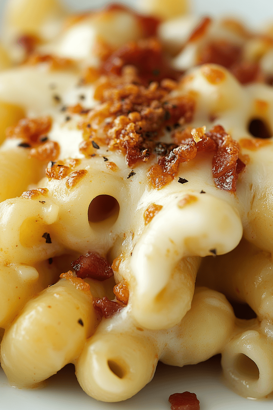 Cheesy Bacon Cavatappi Pasta ingredients organized and measured on kitchen counter