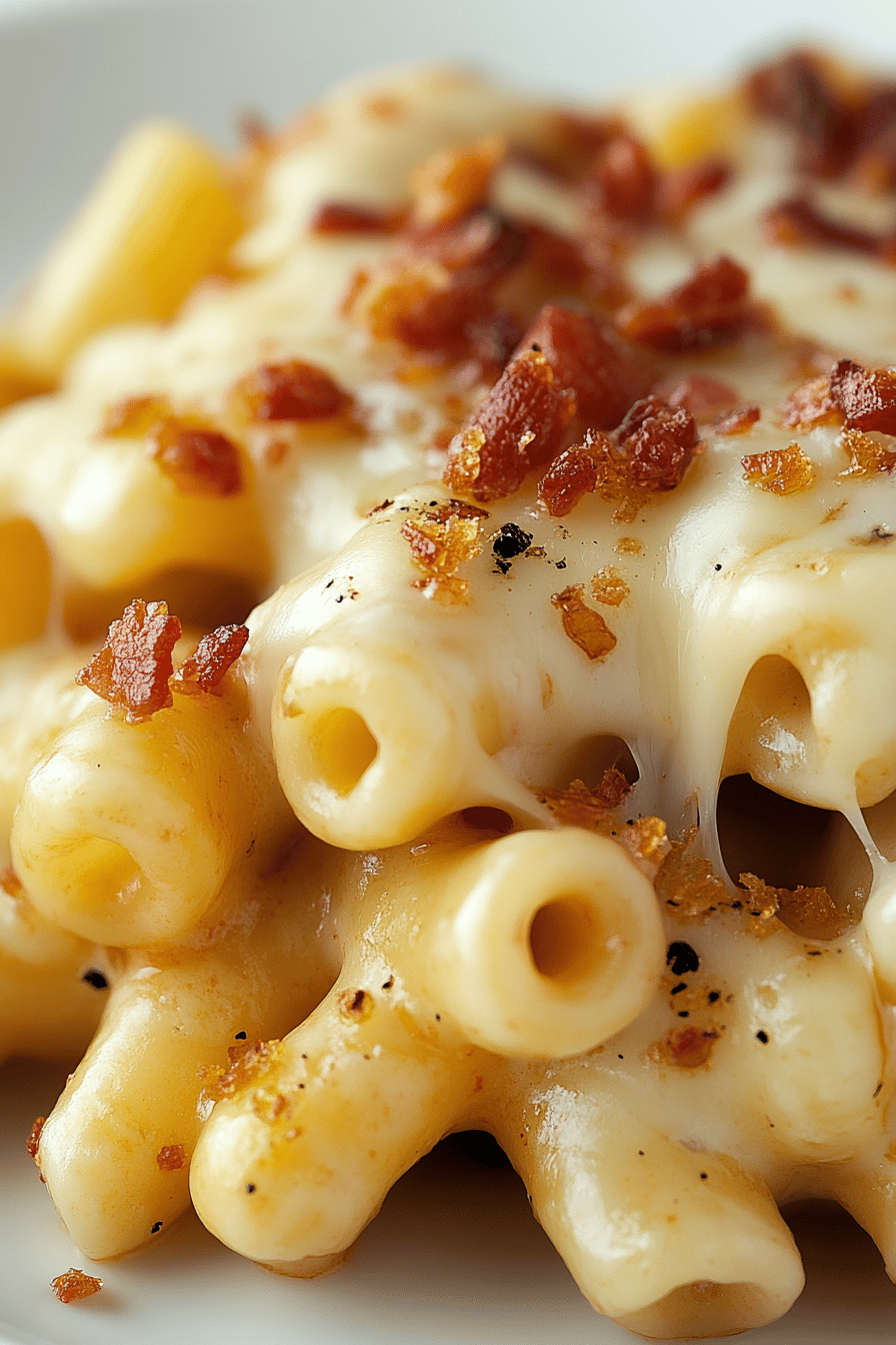 Cheesy Bacon Cavatappi Pasta final dish beautifully presented and ready to serve