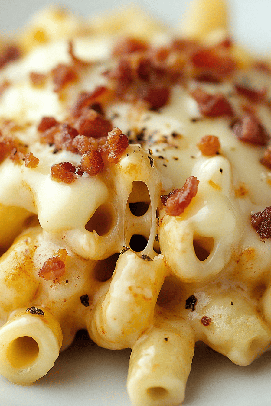 Cheesy Bacon Cavatappi Pasta slice on plate showing perfect texture and swirl pattern