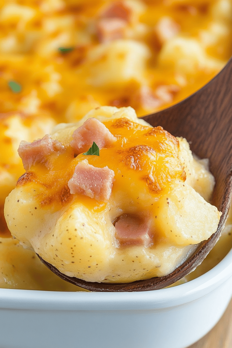 Cheesy Ham and Potato Casserole ingredients organized and measured on kitchen counter