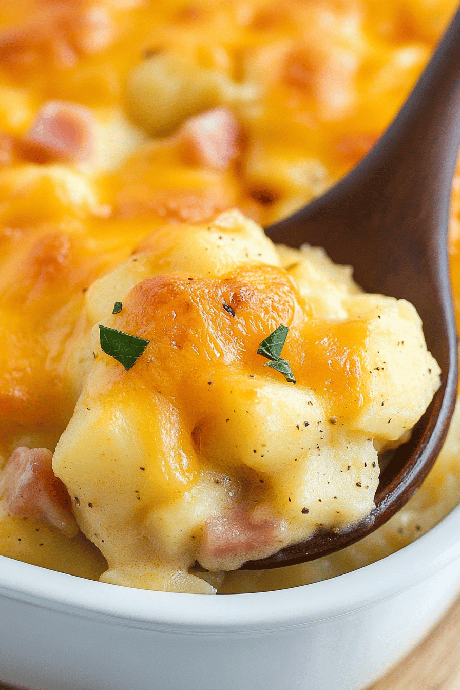 Cheesy Ham and Potato Casserole final dish beautifully presented and ready to serve
