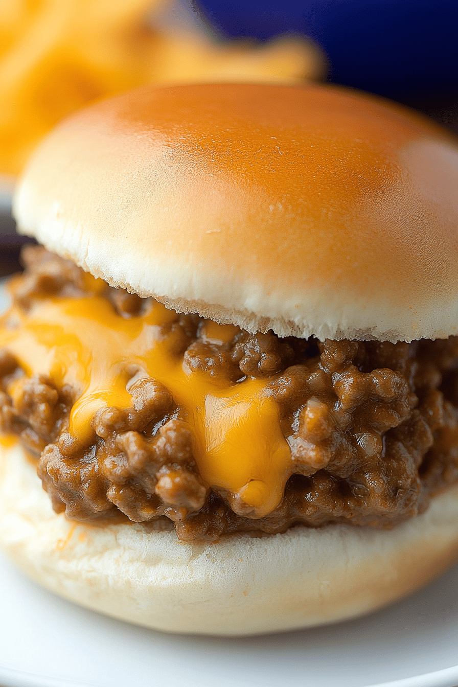 Cheesy Sloppy Joes final dish beautifully presented and ready to serve