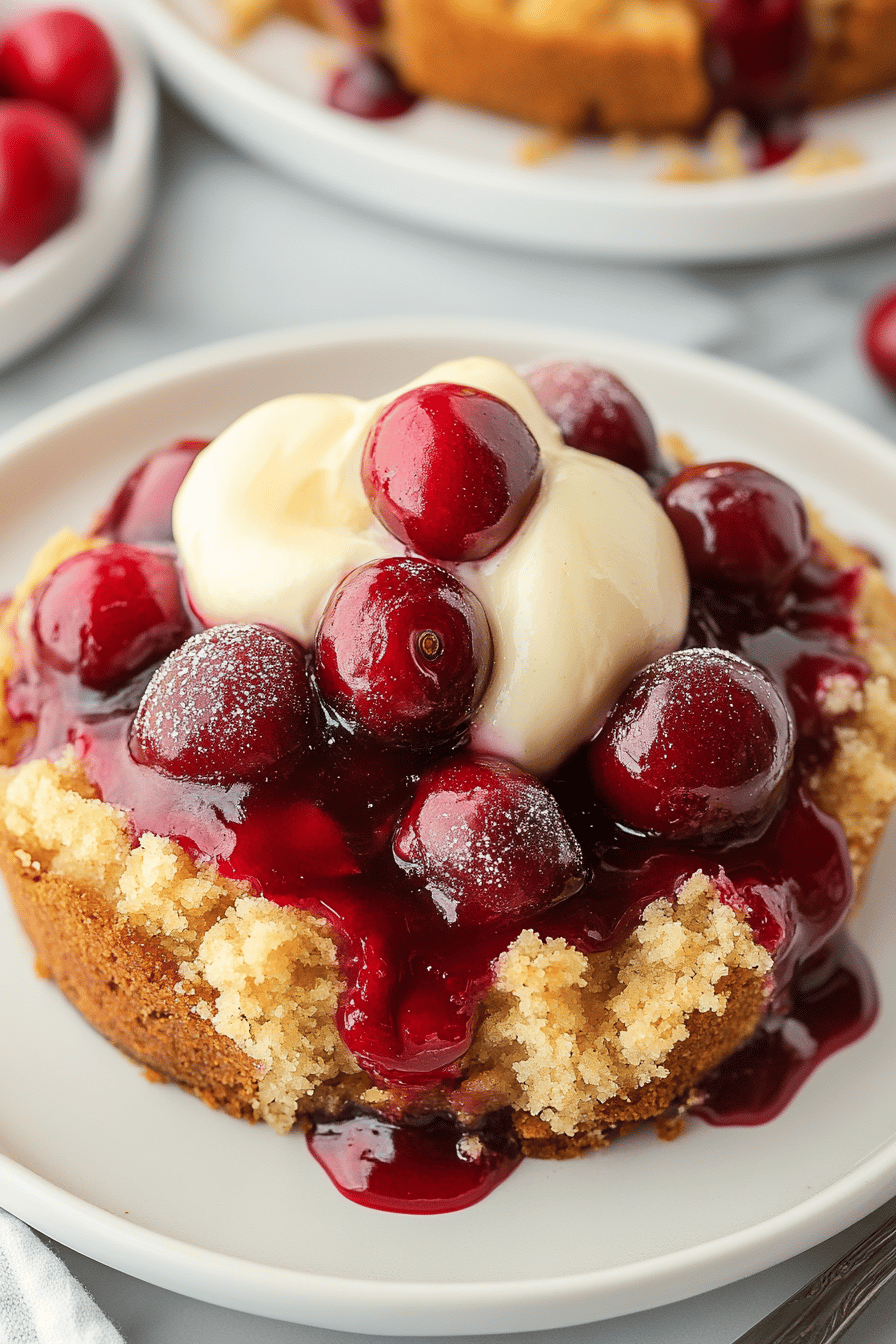 Cherry Dump Cake final dish beautifully presented and ready to serve