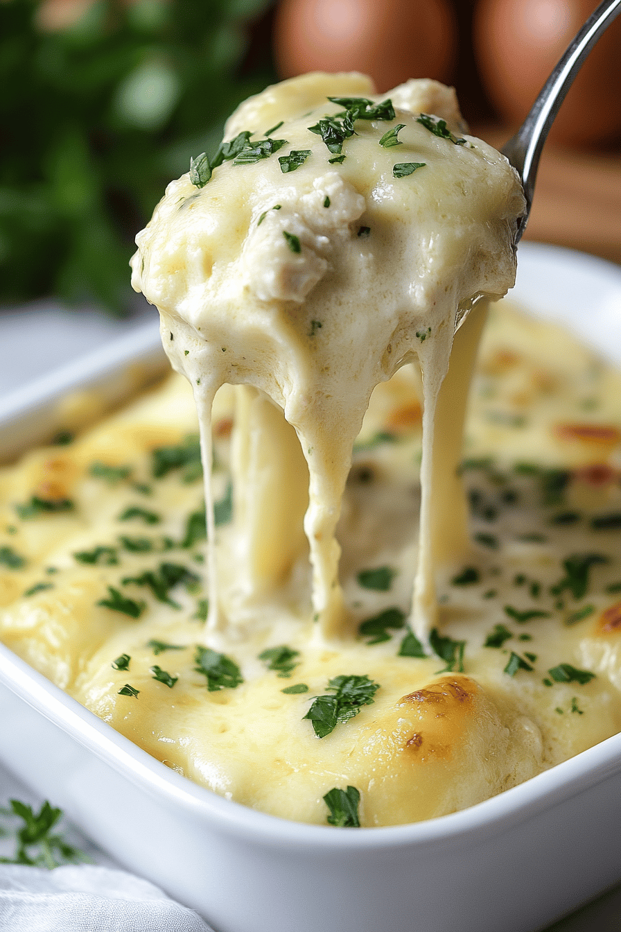 Chicken Alfredo Lasagna final dish beautifully presented and ready to serve