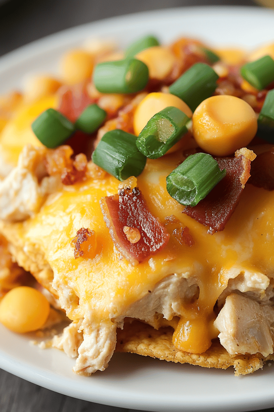 Chicken Bacon Ranch Frito Pie slice on plate showing perfect texture and swirl pattern