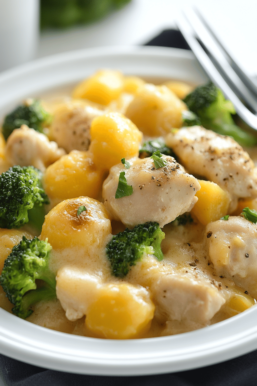 Chicken Broccoli Potato Casserole final dish beautifully presented and ready to serve