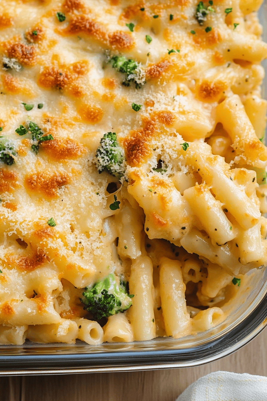 Chicken Broccoli Ziti ingredients organized and measured on kitchen counter