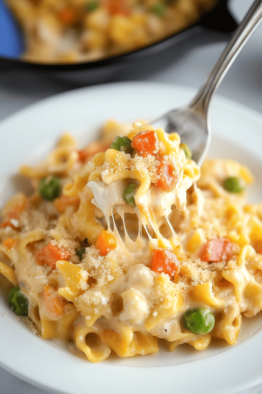 Chicken Noodle Casserole ingredients organized and measured on kitchen counter