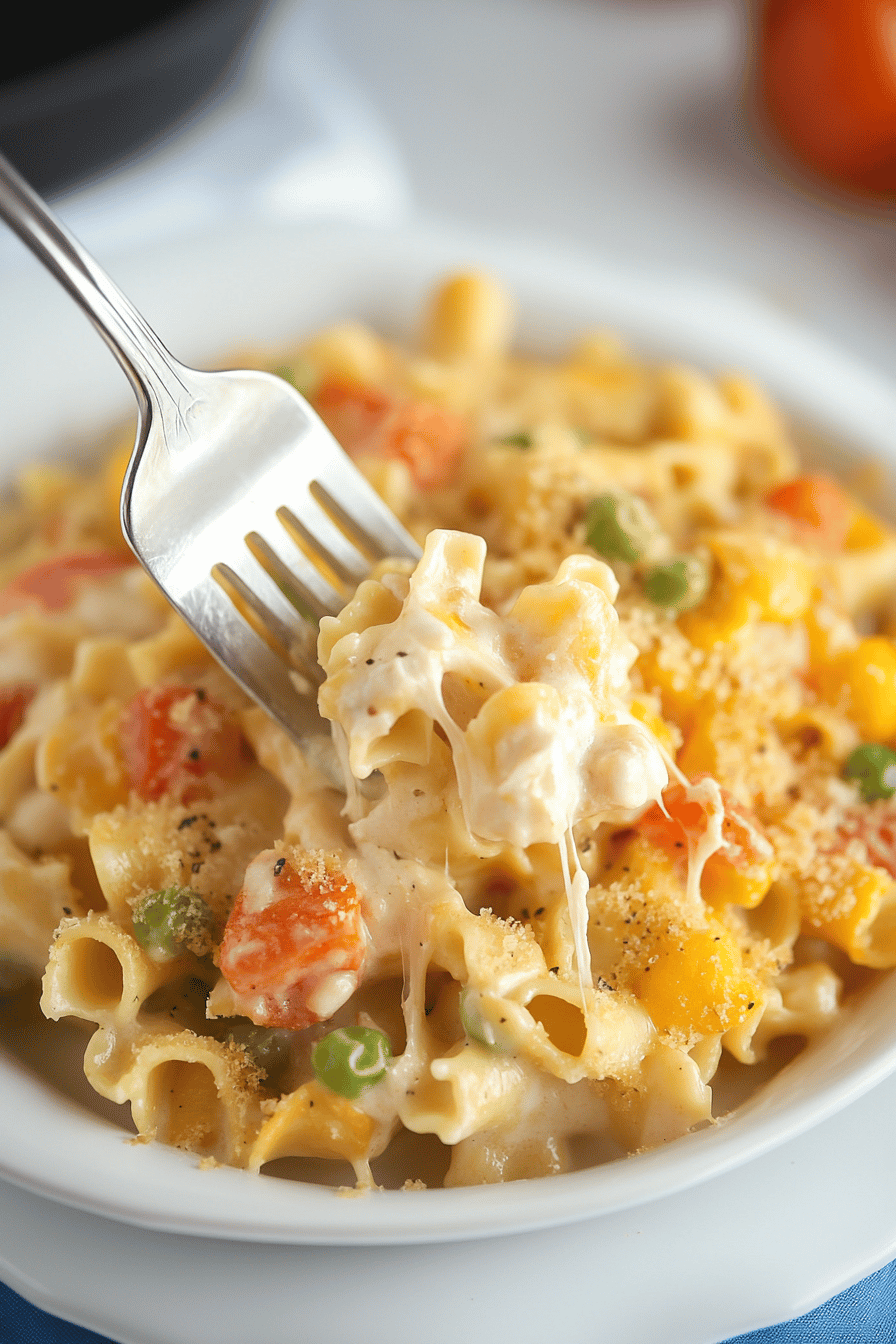 Chicken Noodle Casserole final dish beautifully presented and ready to serve