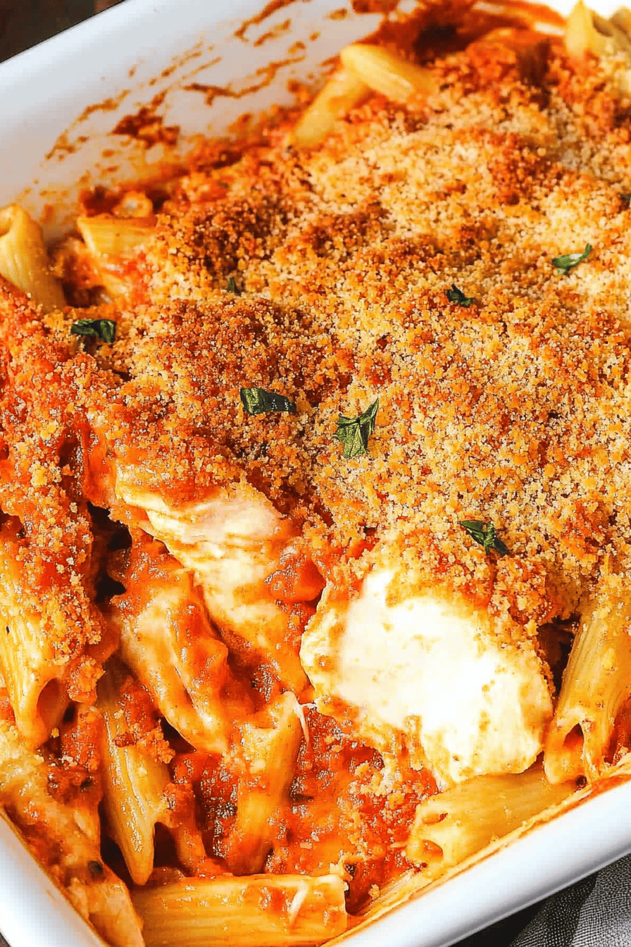 Chicken Parmesan Pasta Final Dish Presentation