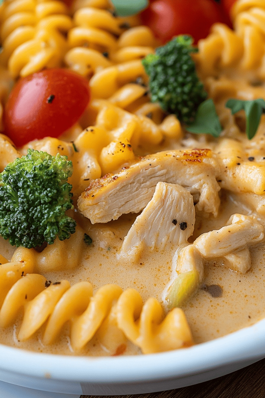 Chicken Pasta Casserole ingredients organized and measured on kitchen counter