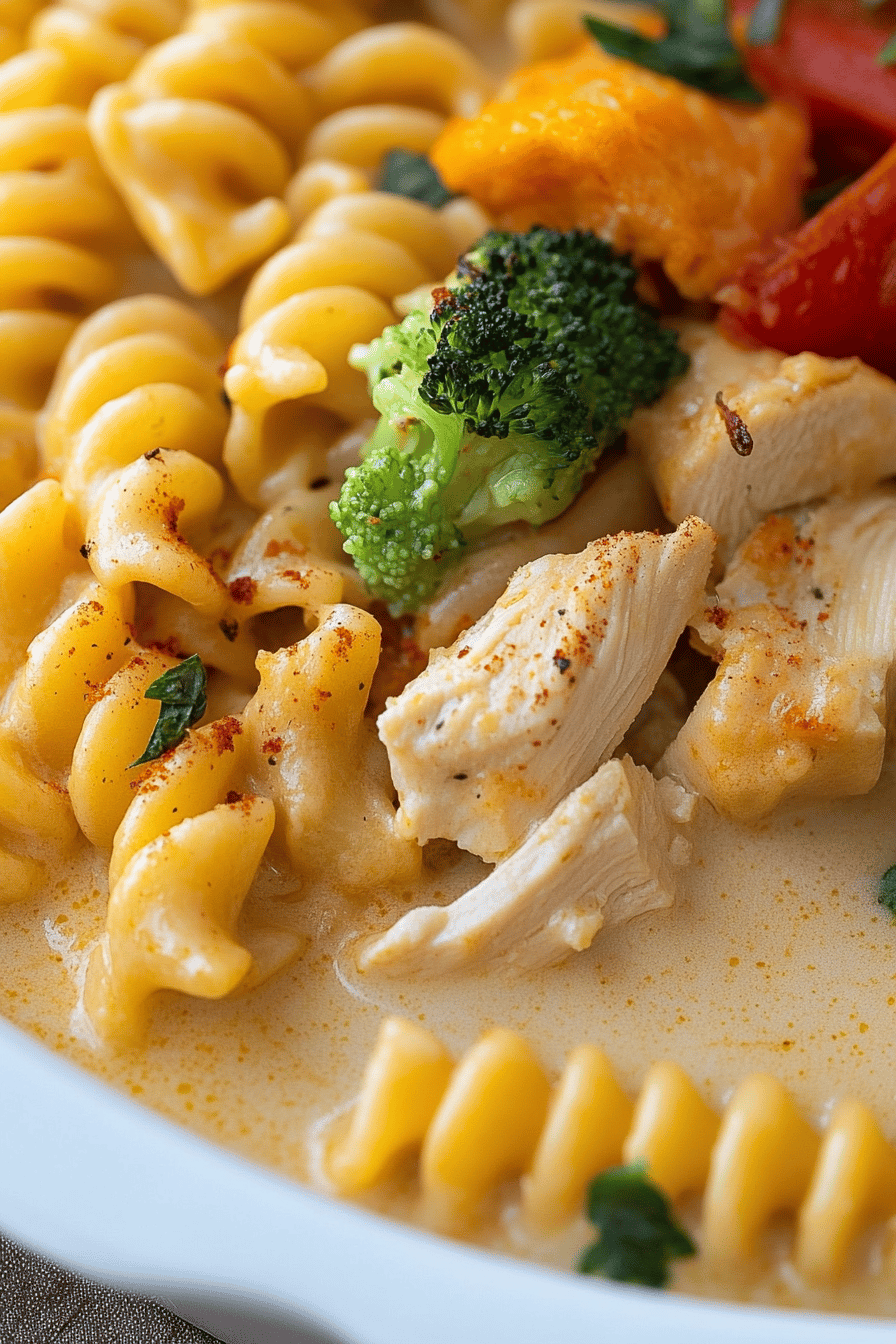 Chicken Pasta Casserole slice on plate showing perfect texture and swirl pattern