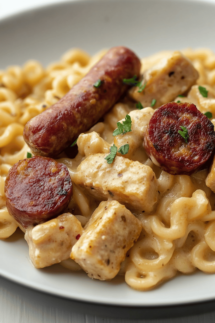 Chicken Sausage Alfredo Recipe slice on plate showing perfect texture and swirl pattern