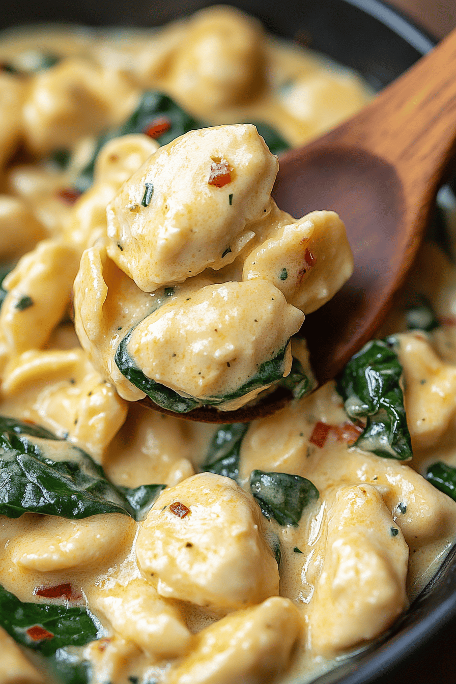 Chicken Spinach Alfredo ingredients organized and measured on kitchen counter