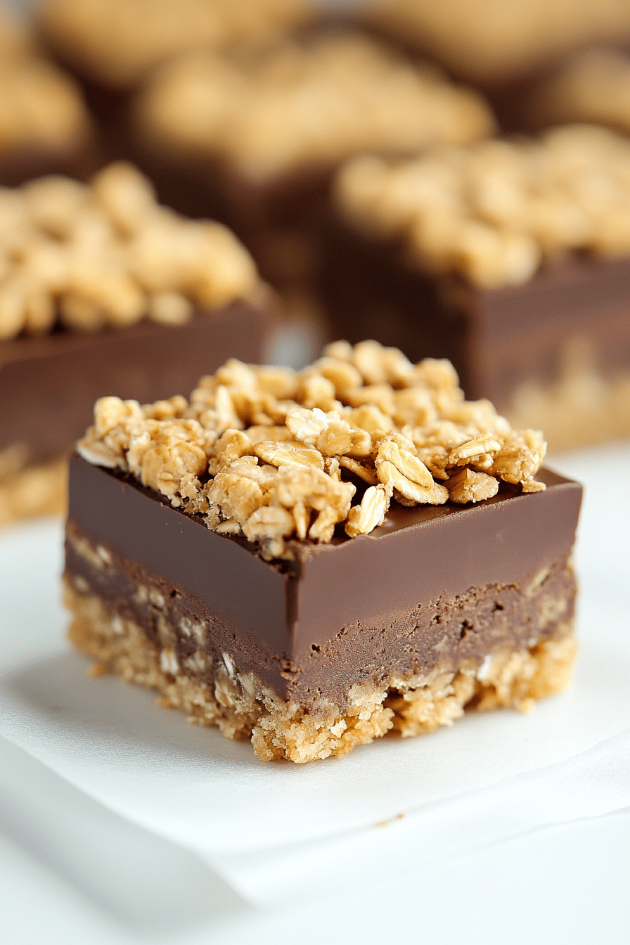 Chocolate Oat Bars slice on plate showing perfect texture and swirl pattern