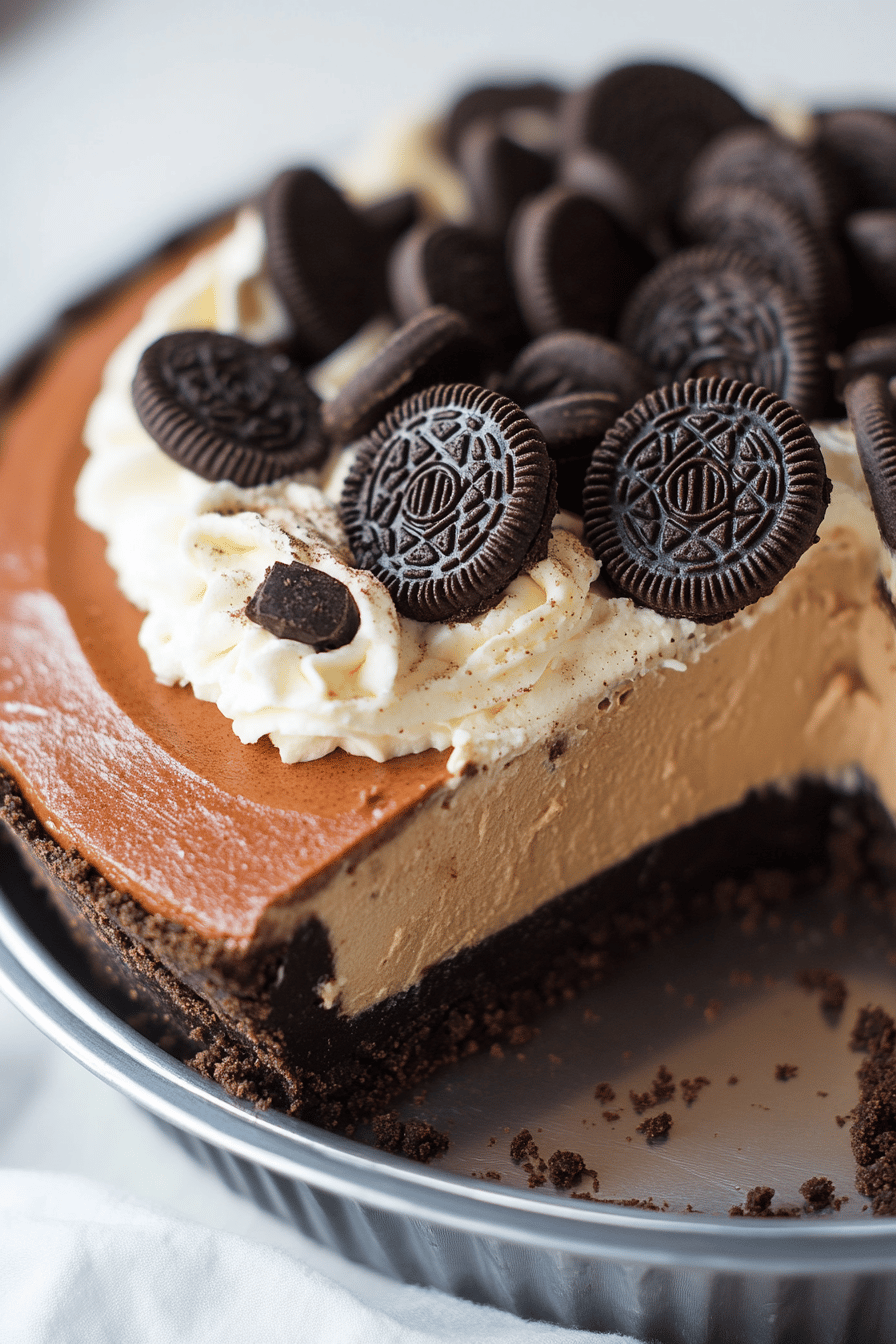 Chocolate Oreo Pie Recipe ingredients organized and measured on kitchen counter