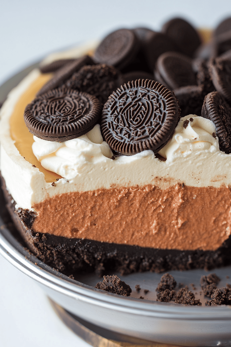Chocolate Oreo Pie Recipe final dish beautifully presented and ready to serve