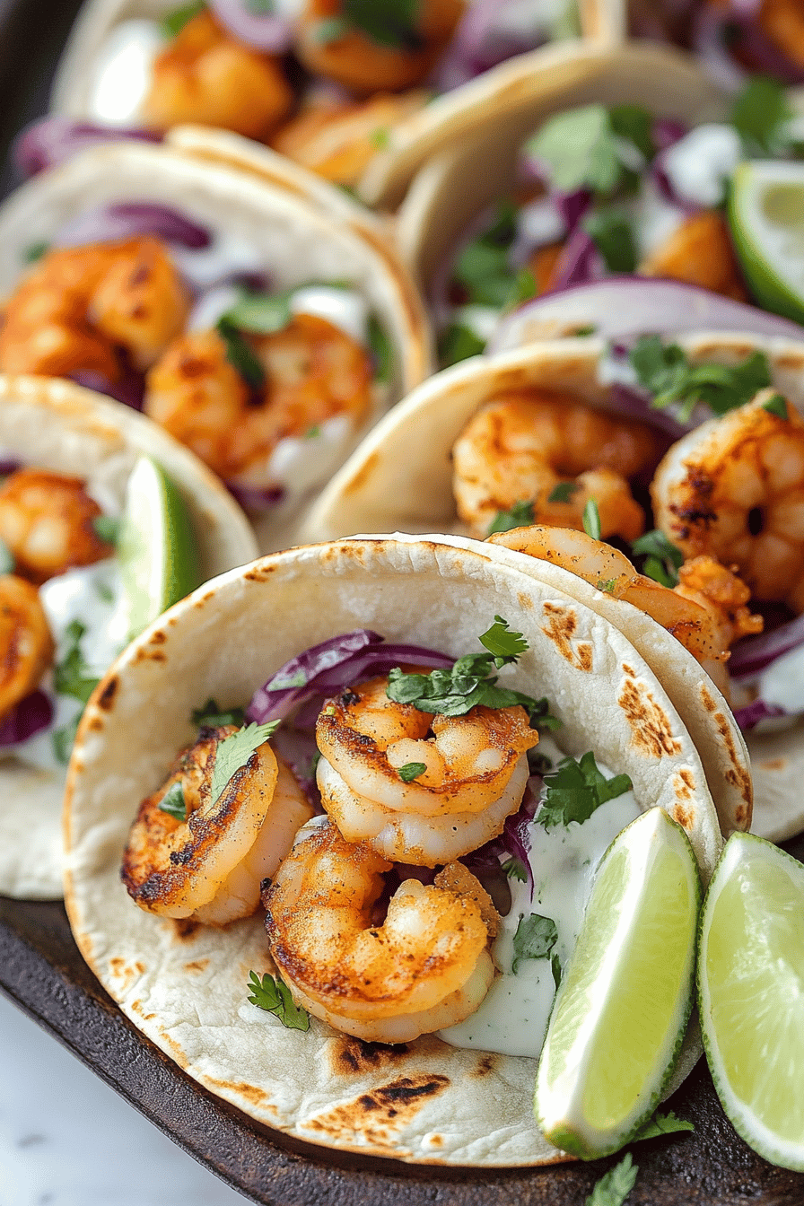 Cilantro Lime Shrimp Tacos slice on plate showing perfect texture and swirl pattern