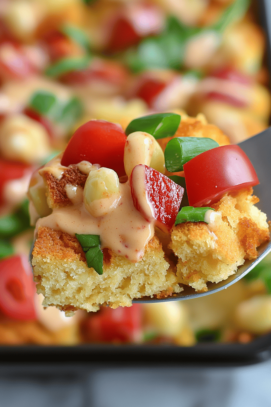 Cornbread Salad Recipe ingredients organized and measured on kitchen counter