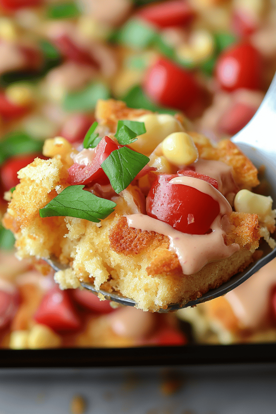 Cornbread Salad Recipe final dish beautifully presented and ready to serve