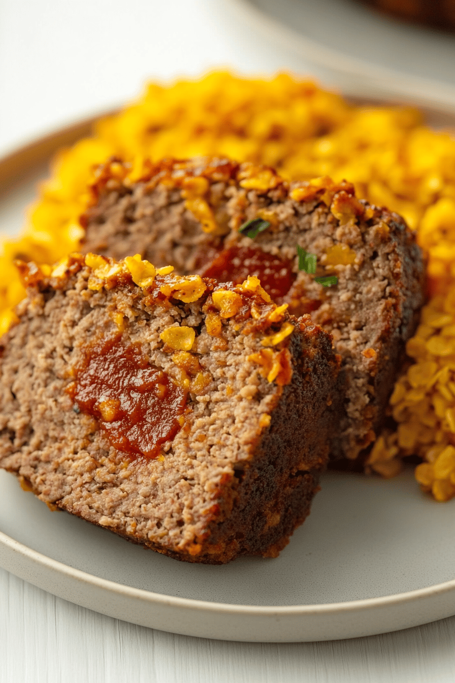 Cornflake Meatloaf Recipe final dish beautifully presented and ready to serve