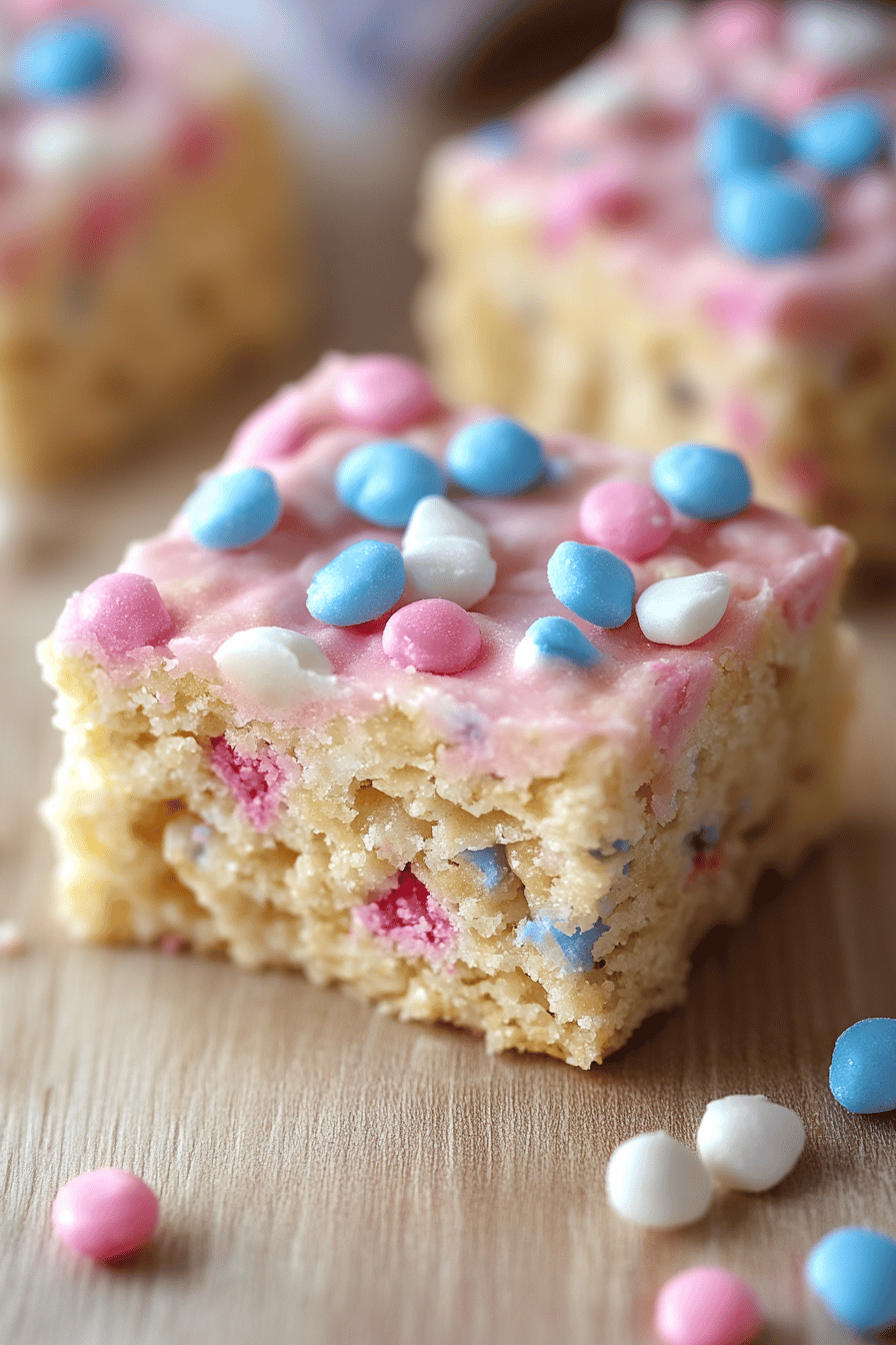 Cotton Candy Rice Krispie Treats final dish beautifully presented and ready to serve