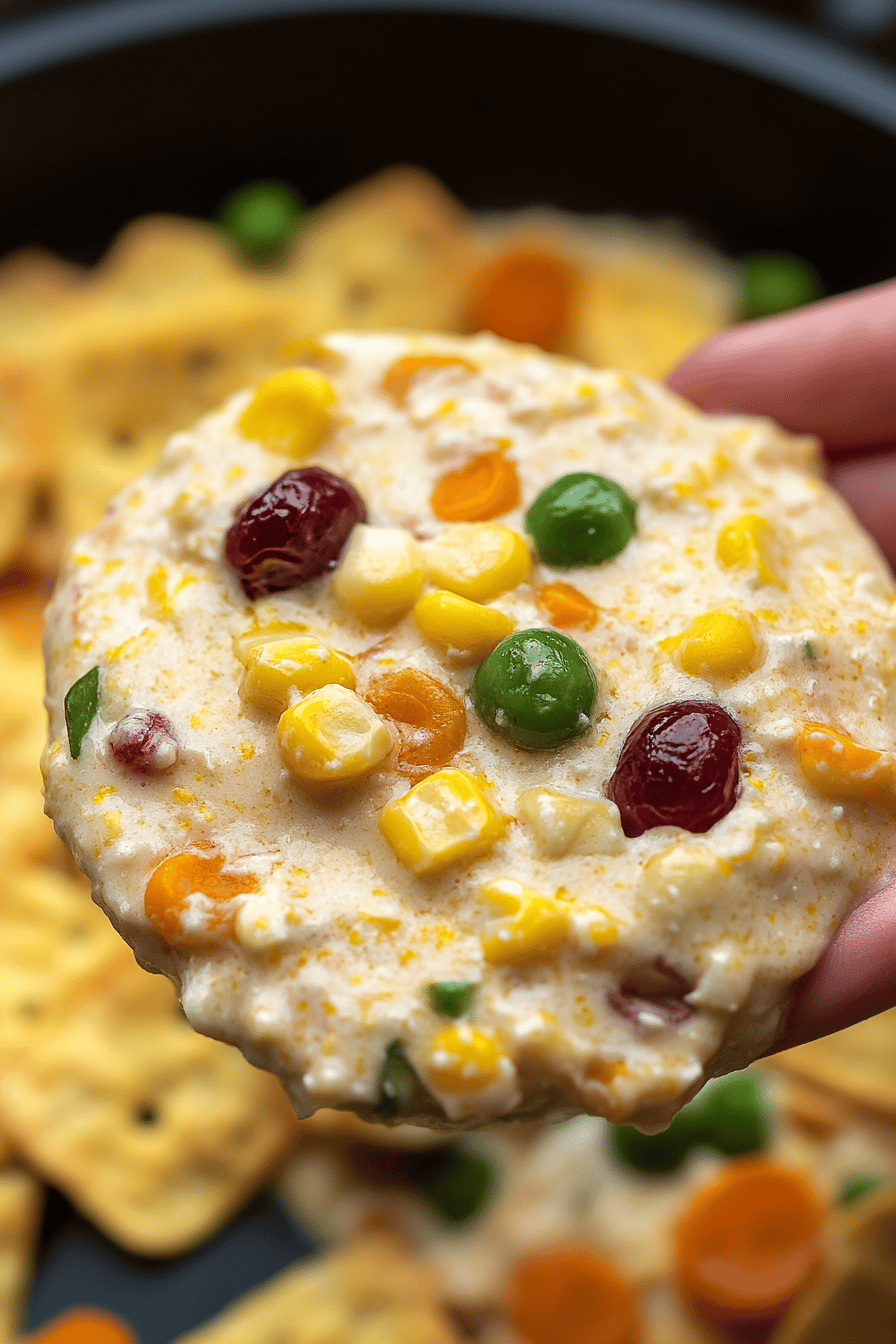 Cracked Out Corn Dip slice on plate showing perfect texture and swirl pattern