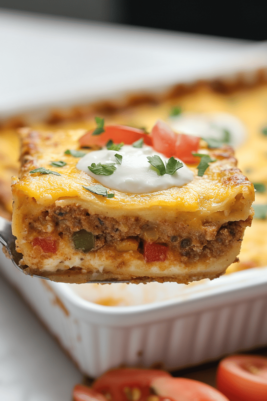 Creamy Burrito Casserole final dish beautifully presented and ready to serve