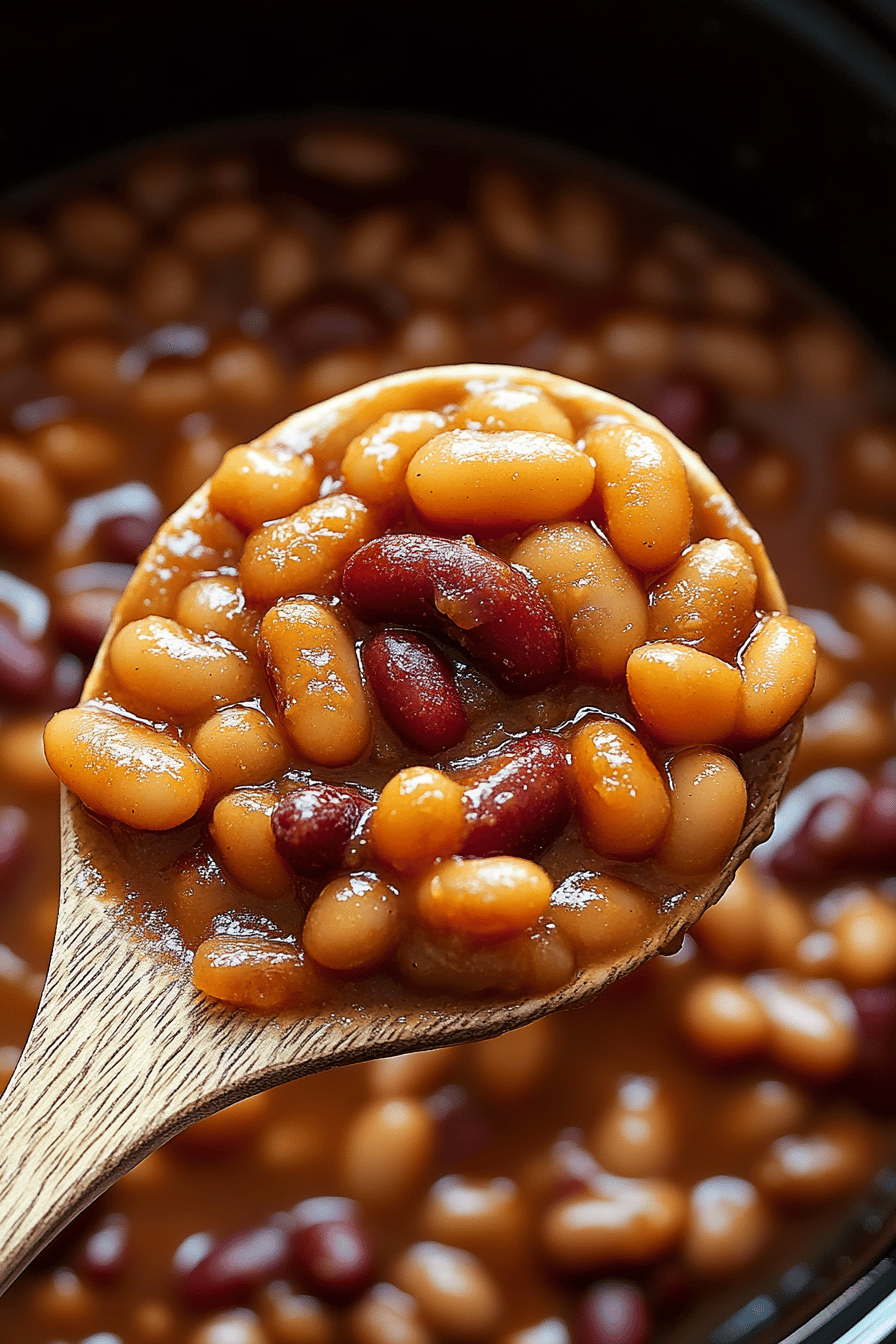 Crock Pot Baked Beans ingredients organized and measured on kitchen counter
