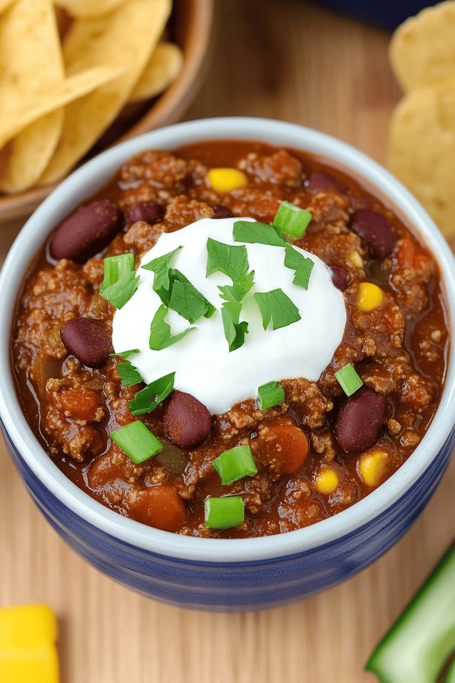 Crock-Pot Chili Recipe slice on plate showing perfect texture and swirl pattern