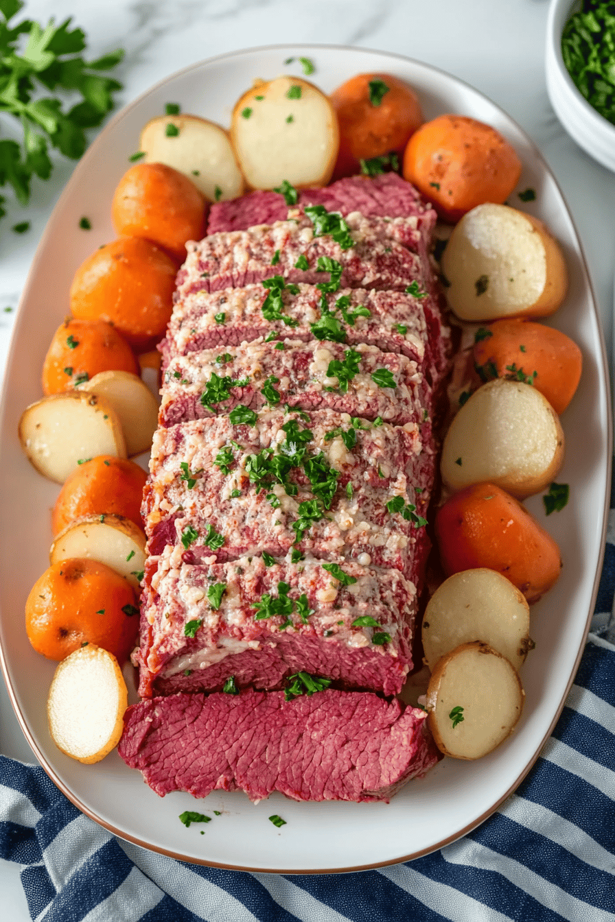 Crock-Pot Corned Beef ingredients organized and measured on kitchen counter