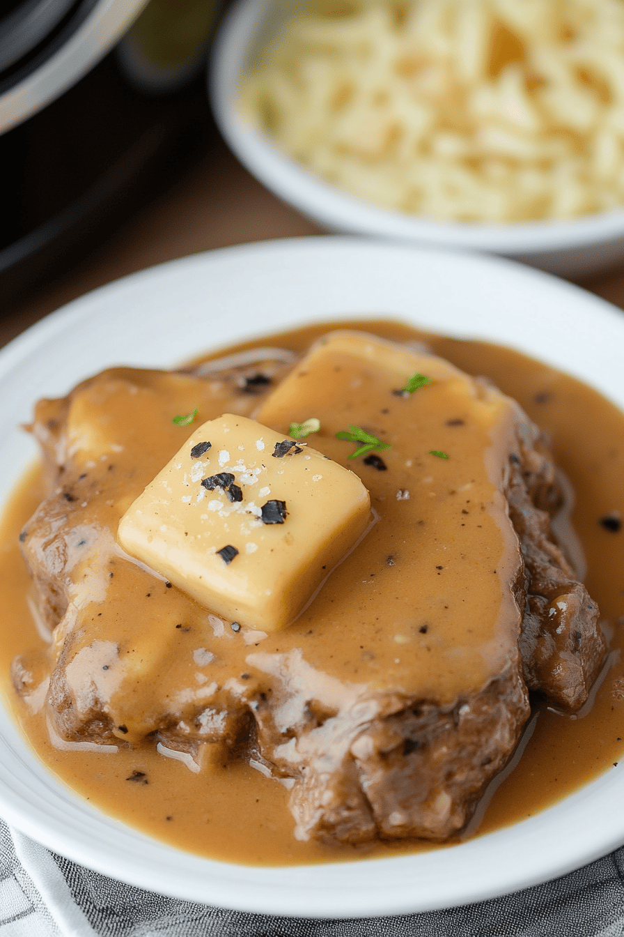 Crock-Pot Cube Steak final dish beautifully presented and ready to serve