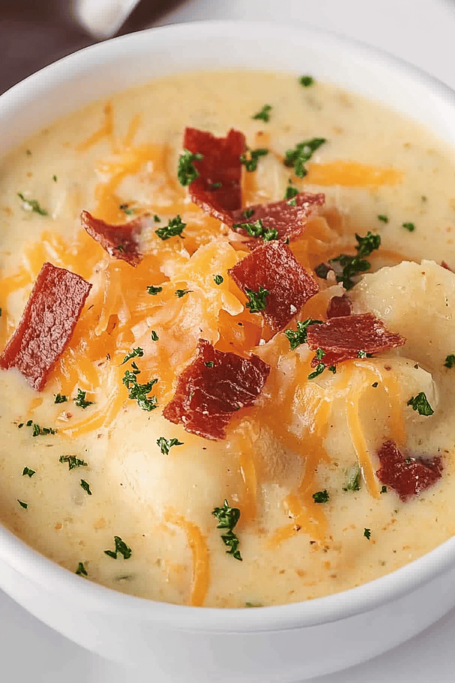 Crock Pot Loaded Potato Soup Final Dish Presentation