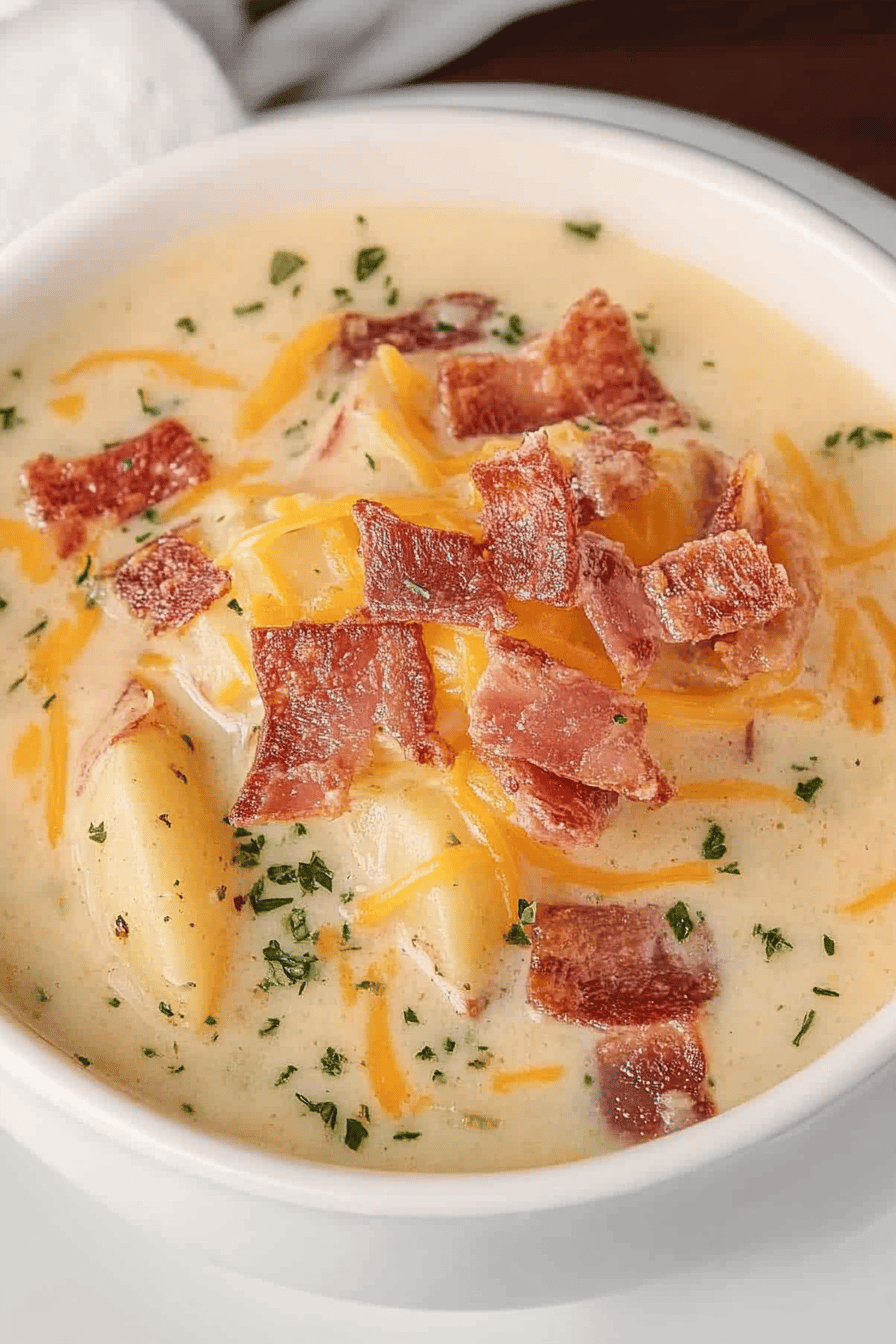 Crock Pot Loaded Potato Soup Final Dish Presentation