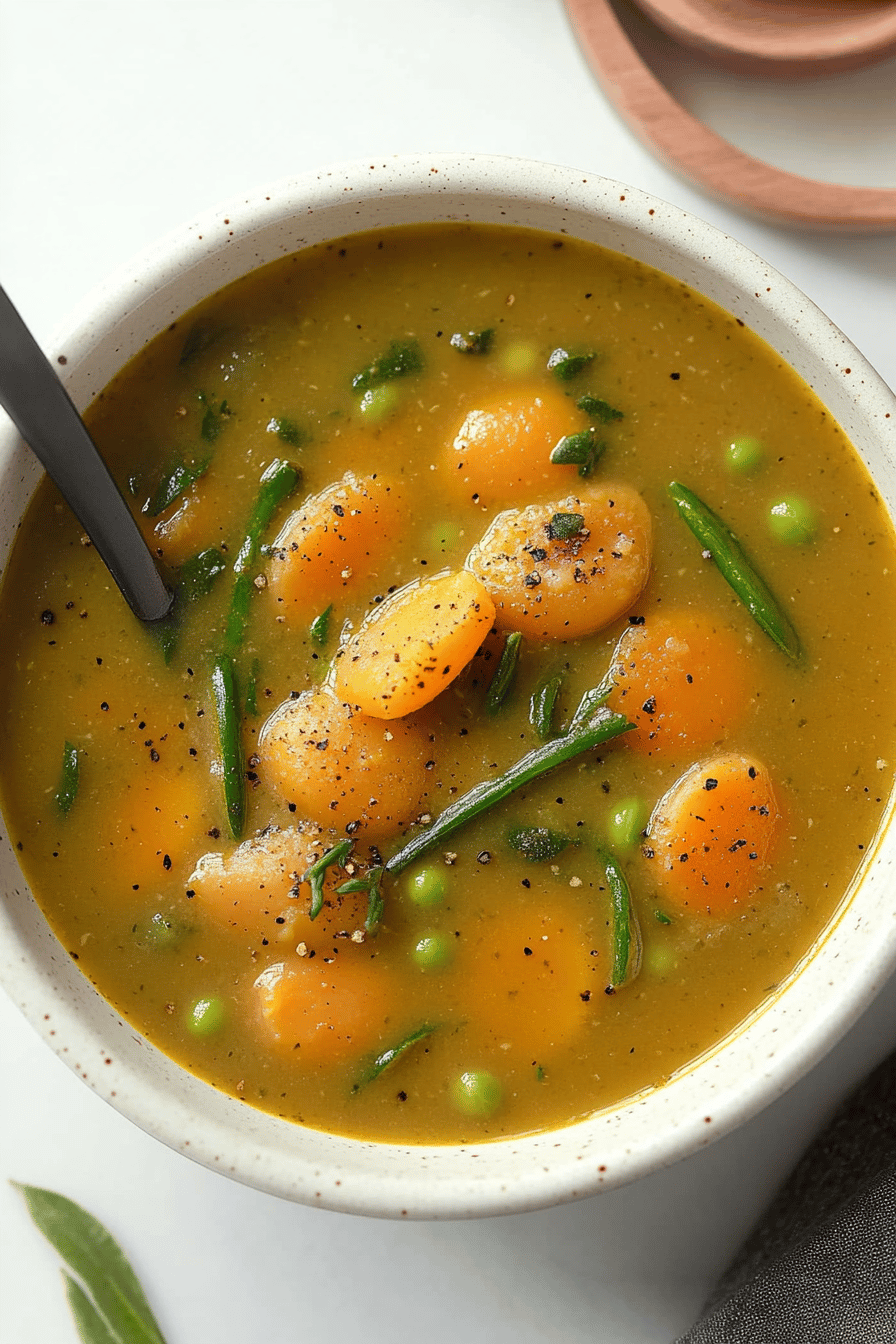 Crock-Pot Split Pea Soup final dish beautifully presented and ready to serve