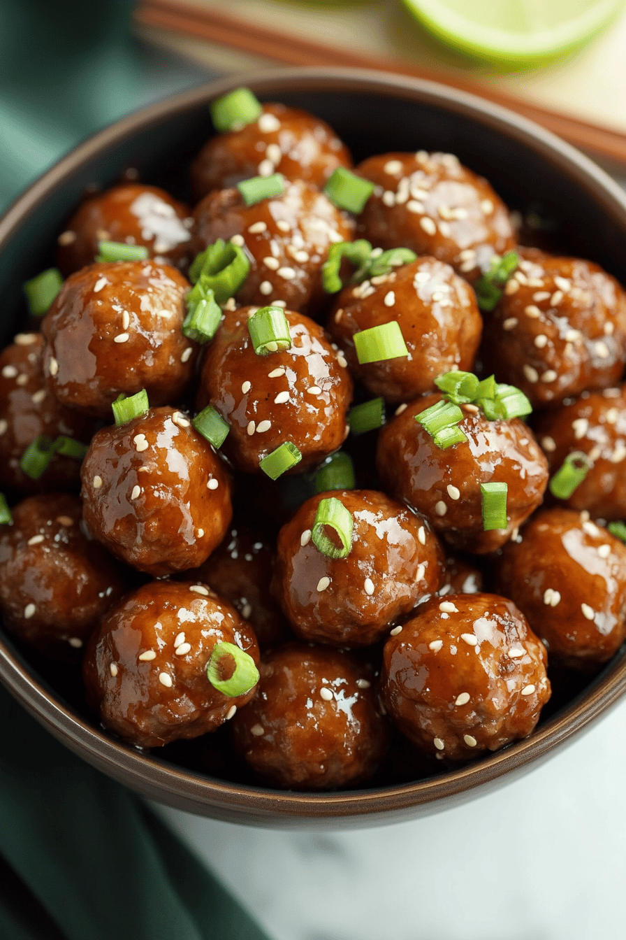 Crock-Pot Teriyaki Meatballs ingredients organized and measured on kitchen counter