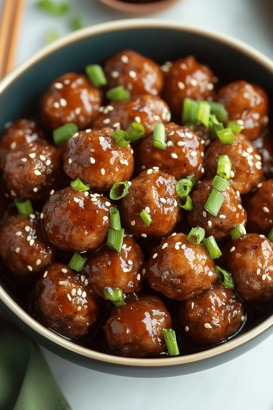 Crock-Pot Teriyaki Meatballs final dish beautifully presented and ready to serve