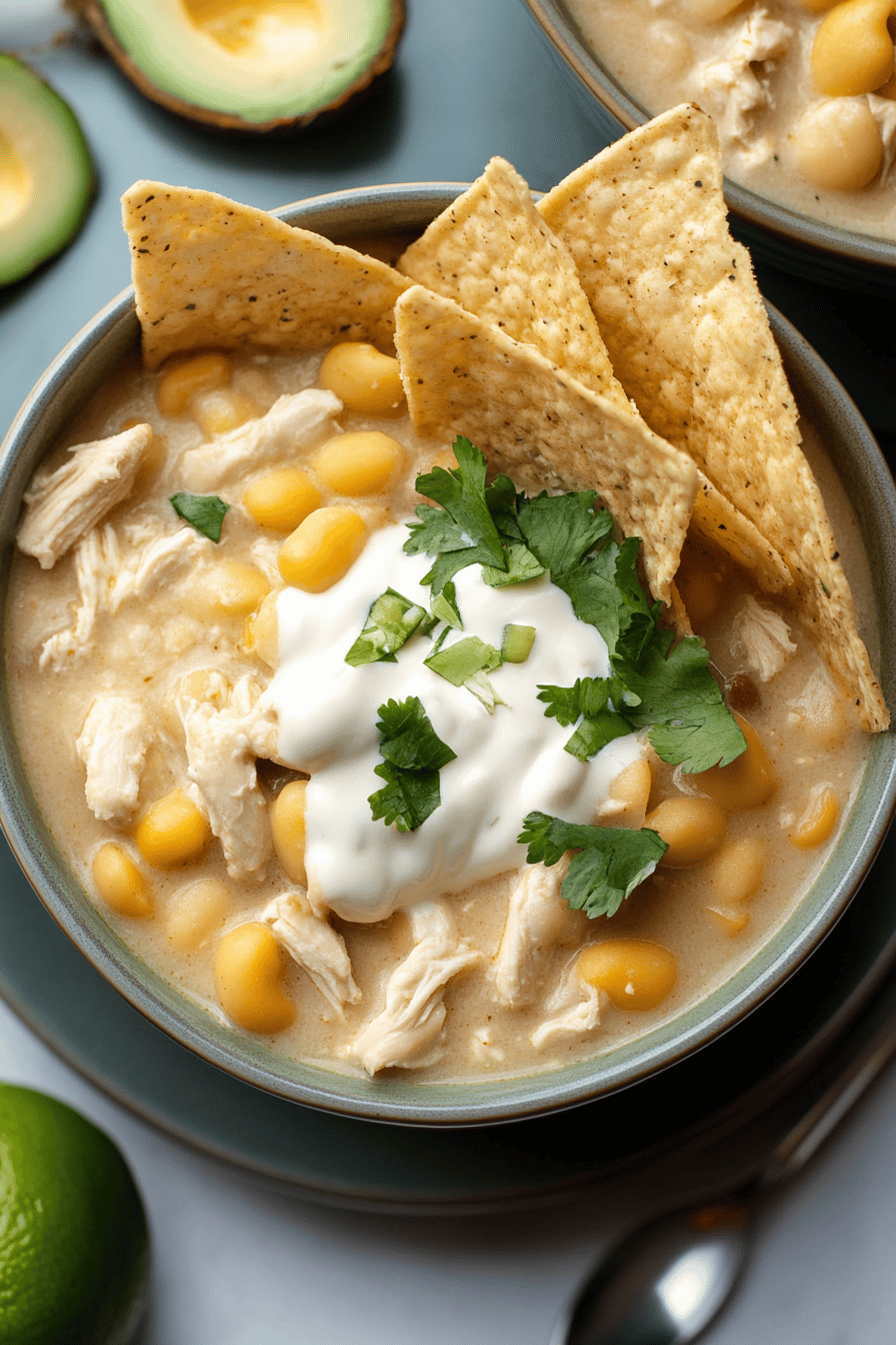 Crock Pot White Chicken Chili ingredients organized and measured on kitchen counter