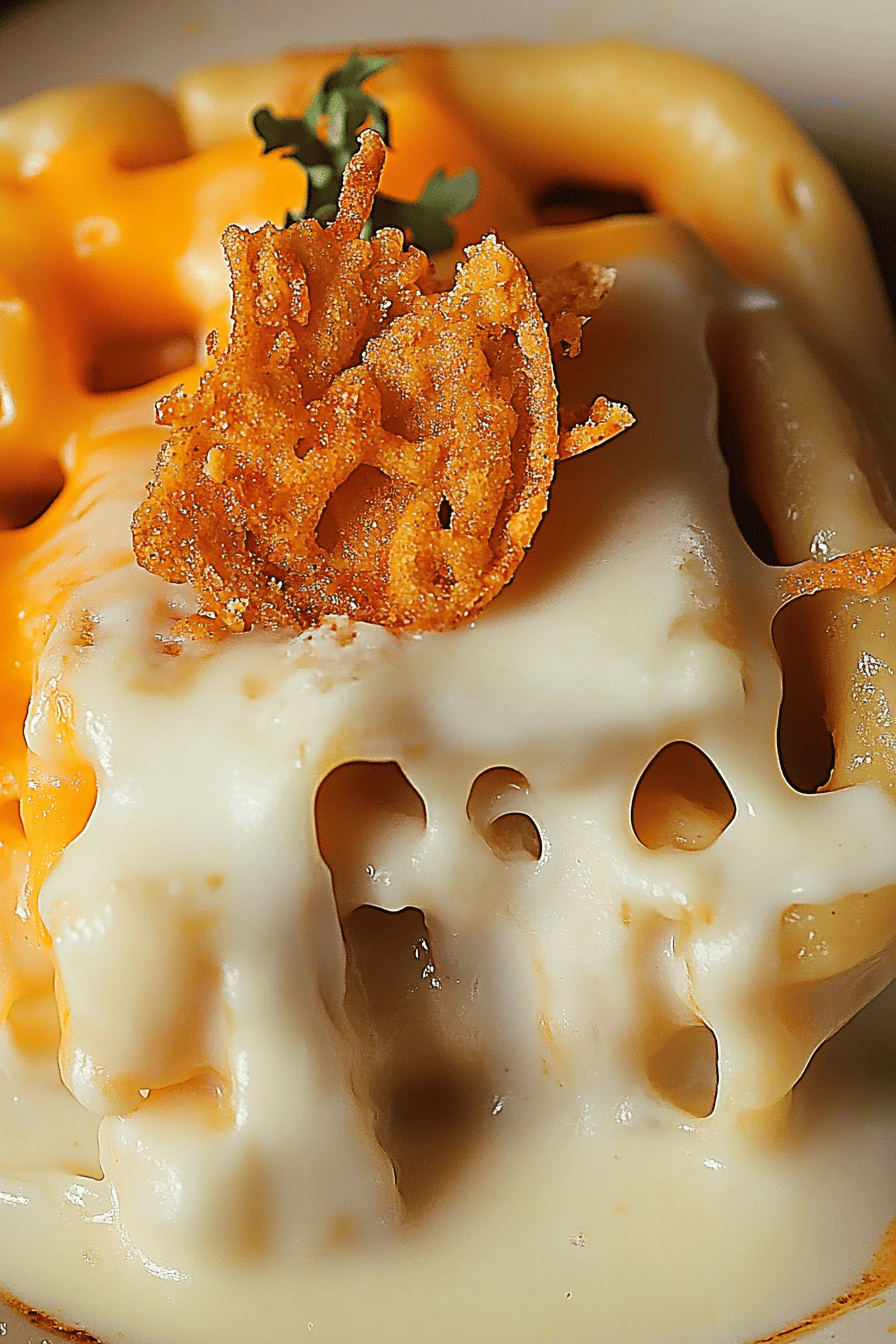 Doritos Mac and Cheese Casserole final dish beautifully presented and ready to serve