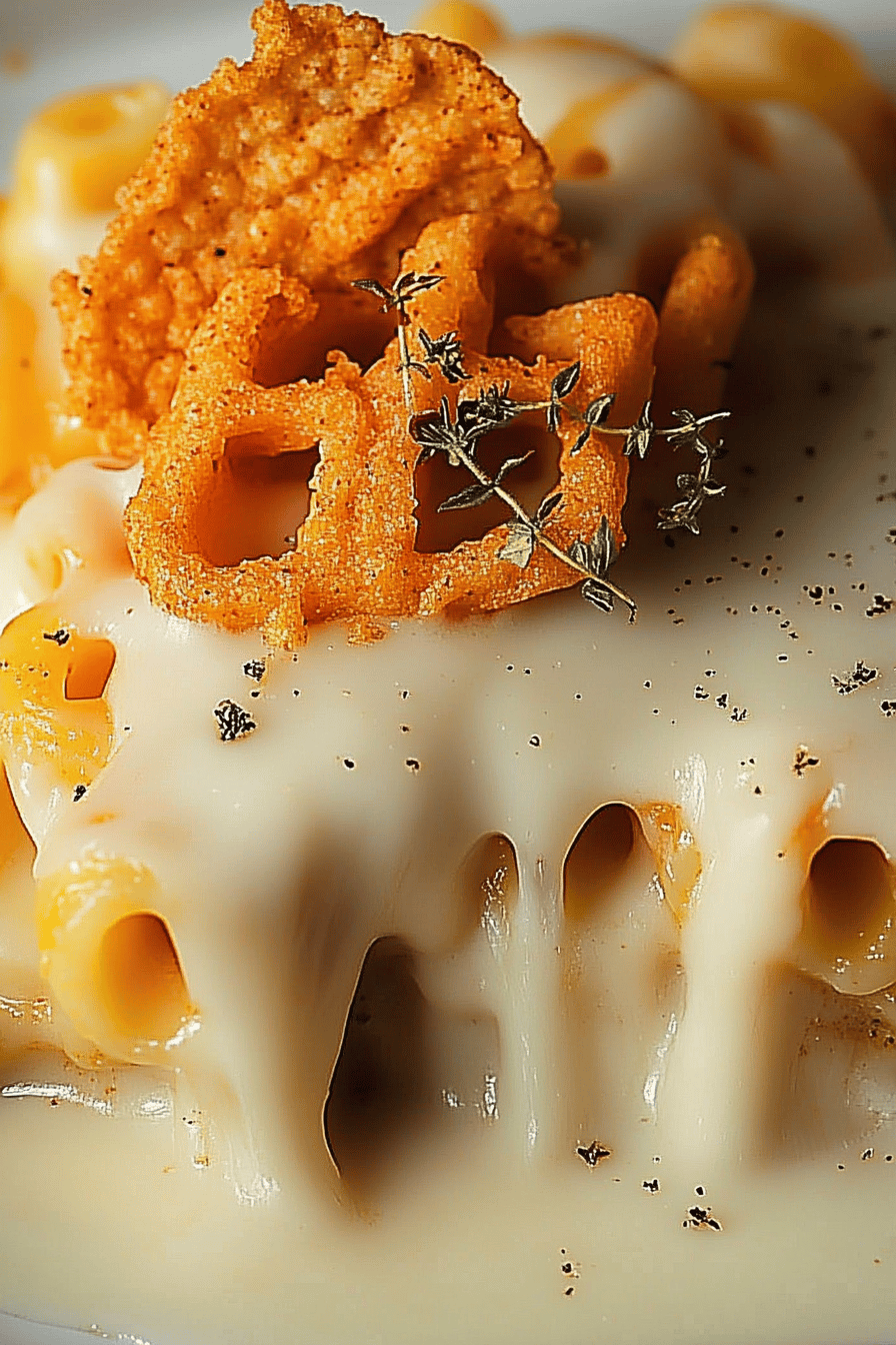 Doritos Mac and Cheese Casserole slice on plate showing perfect texture and swirl pattern