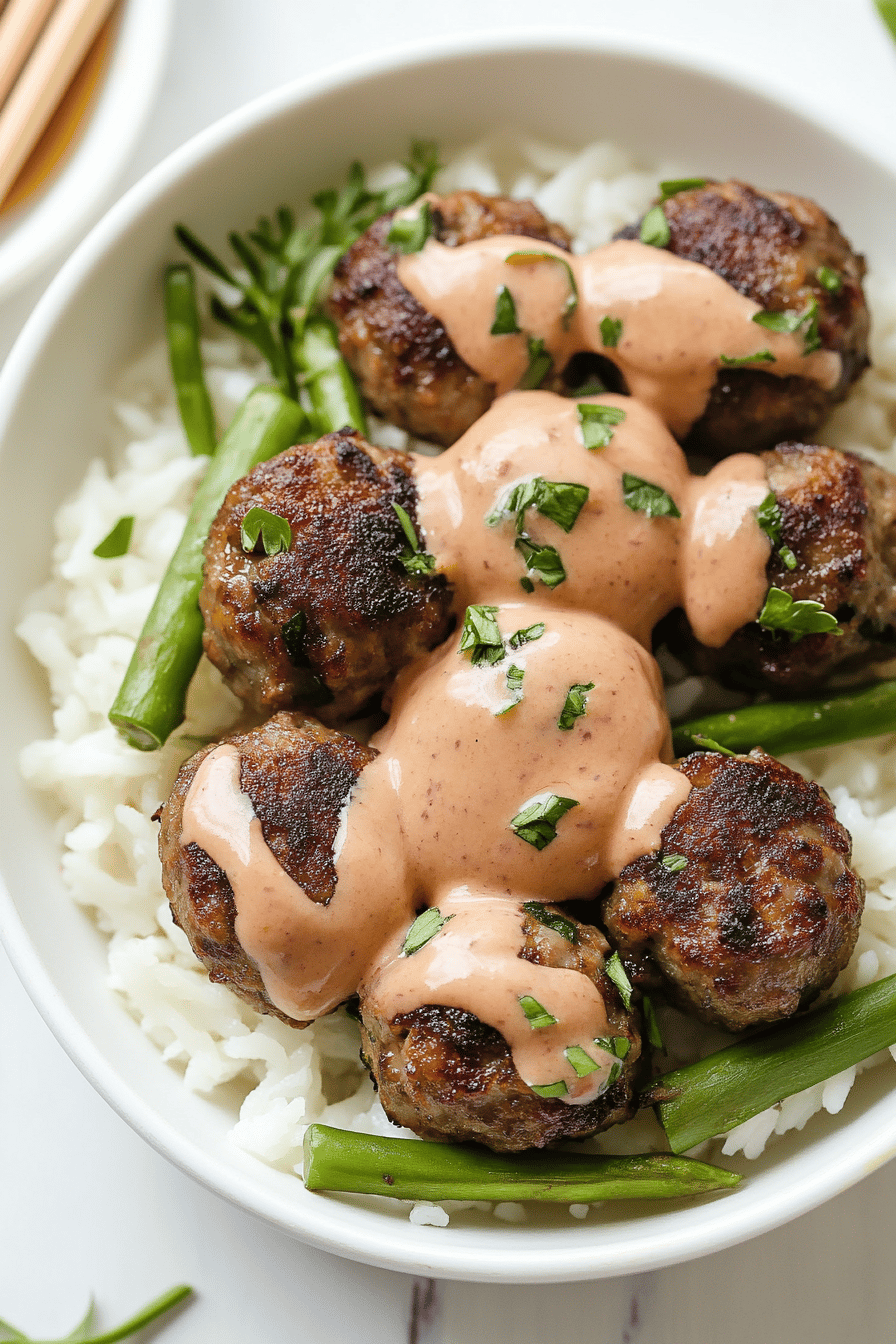 Firecracker Meatballs ingredients organized and measured on kitchen counter