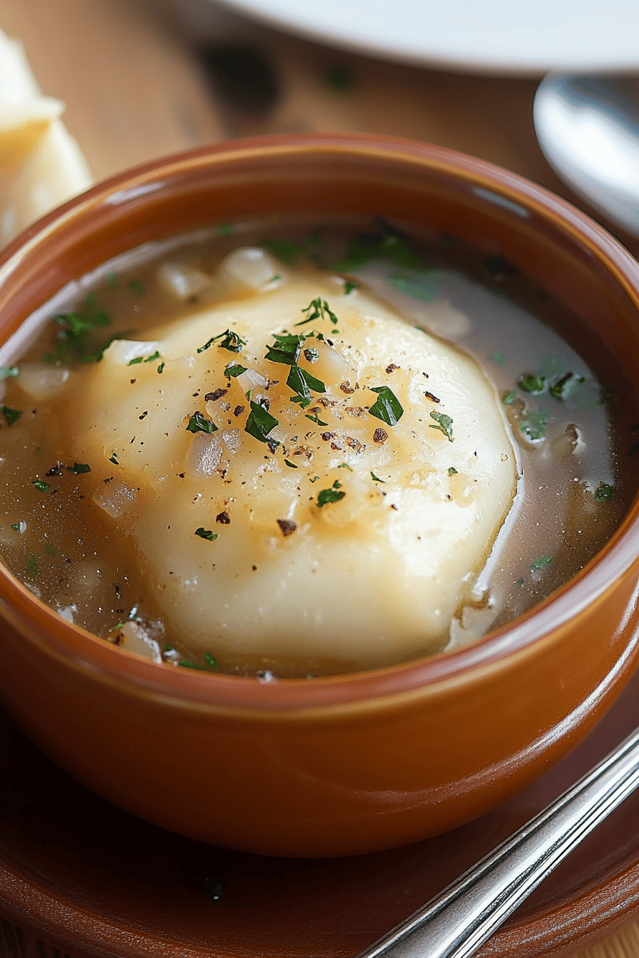 French Onion Soup Recipe final dish beautifully presented and ready to serve
