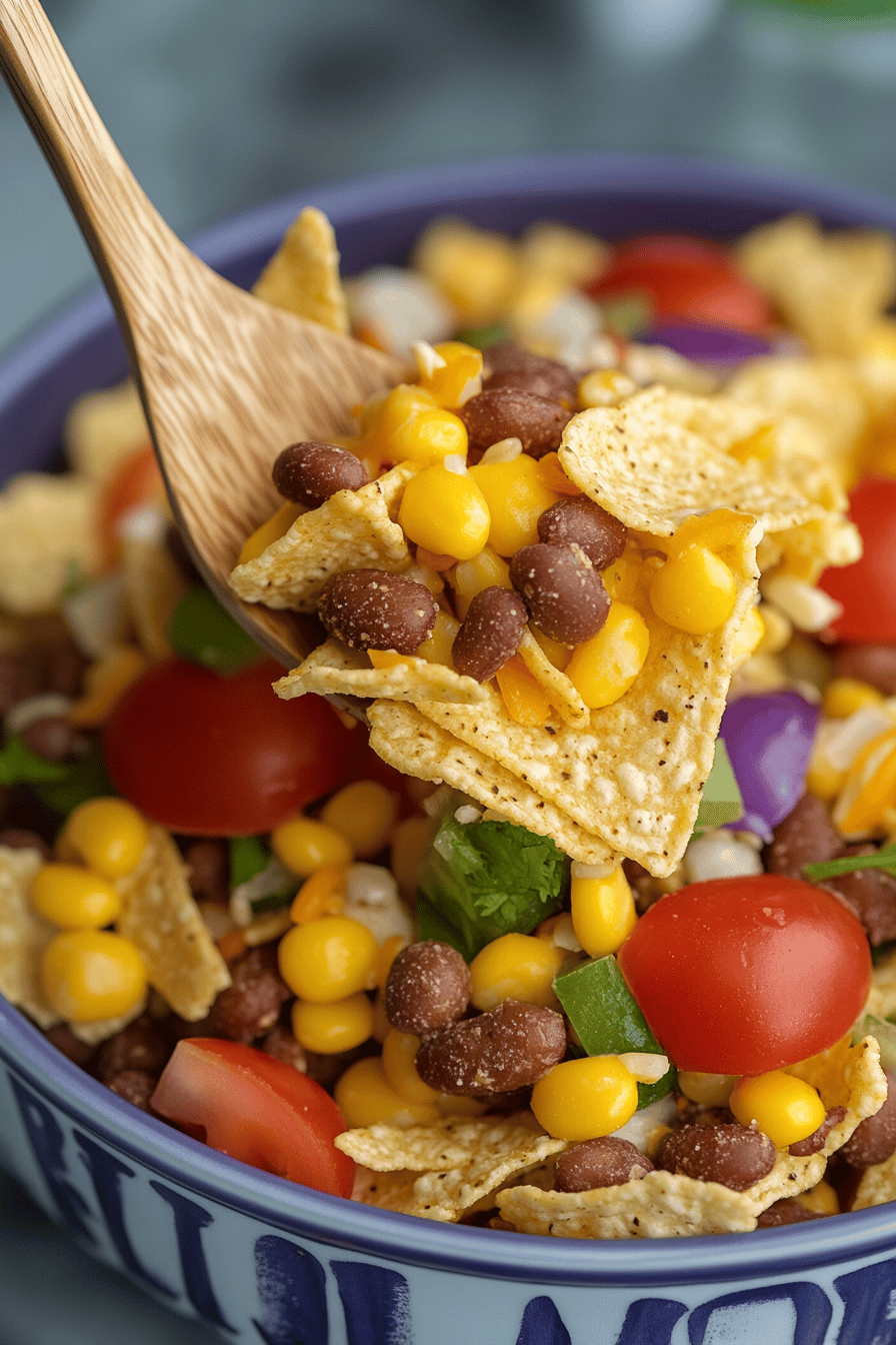 Frito-Taco Salad final dish beautifully presented and ready to serve
