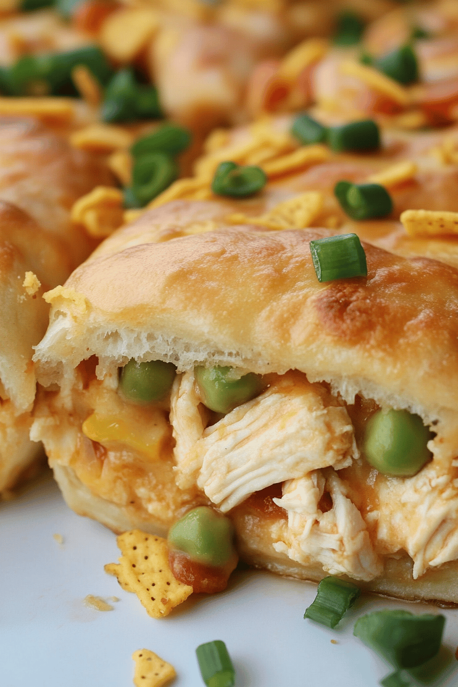 Fritos Chicken Casserole slice on plate showing perfect texture and swirl pattern