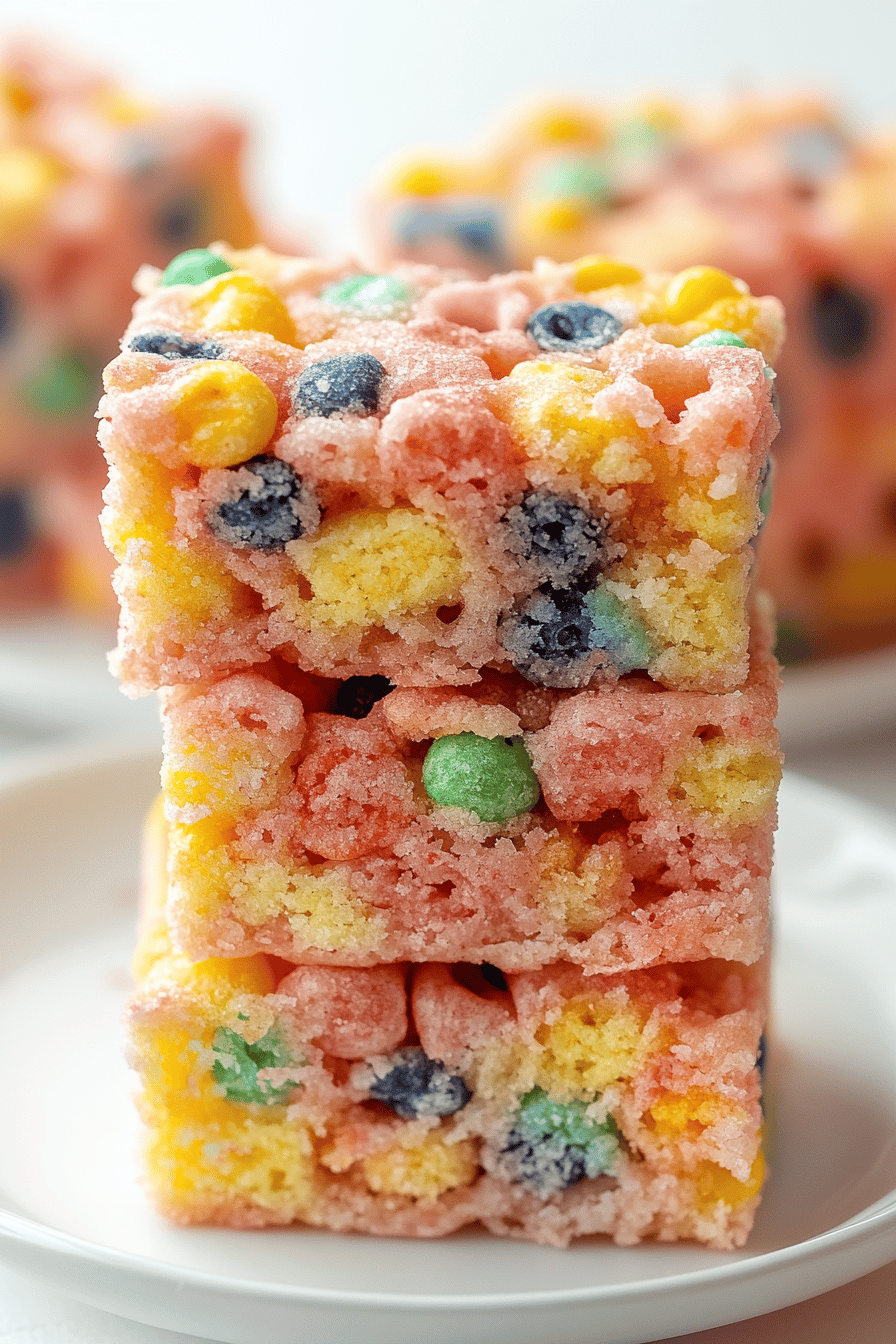 Fruity Pebbles Treats ingredients organized and measured on kitchen counter