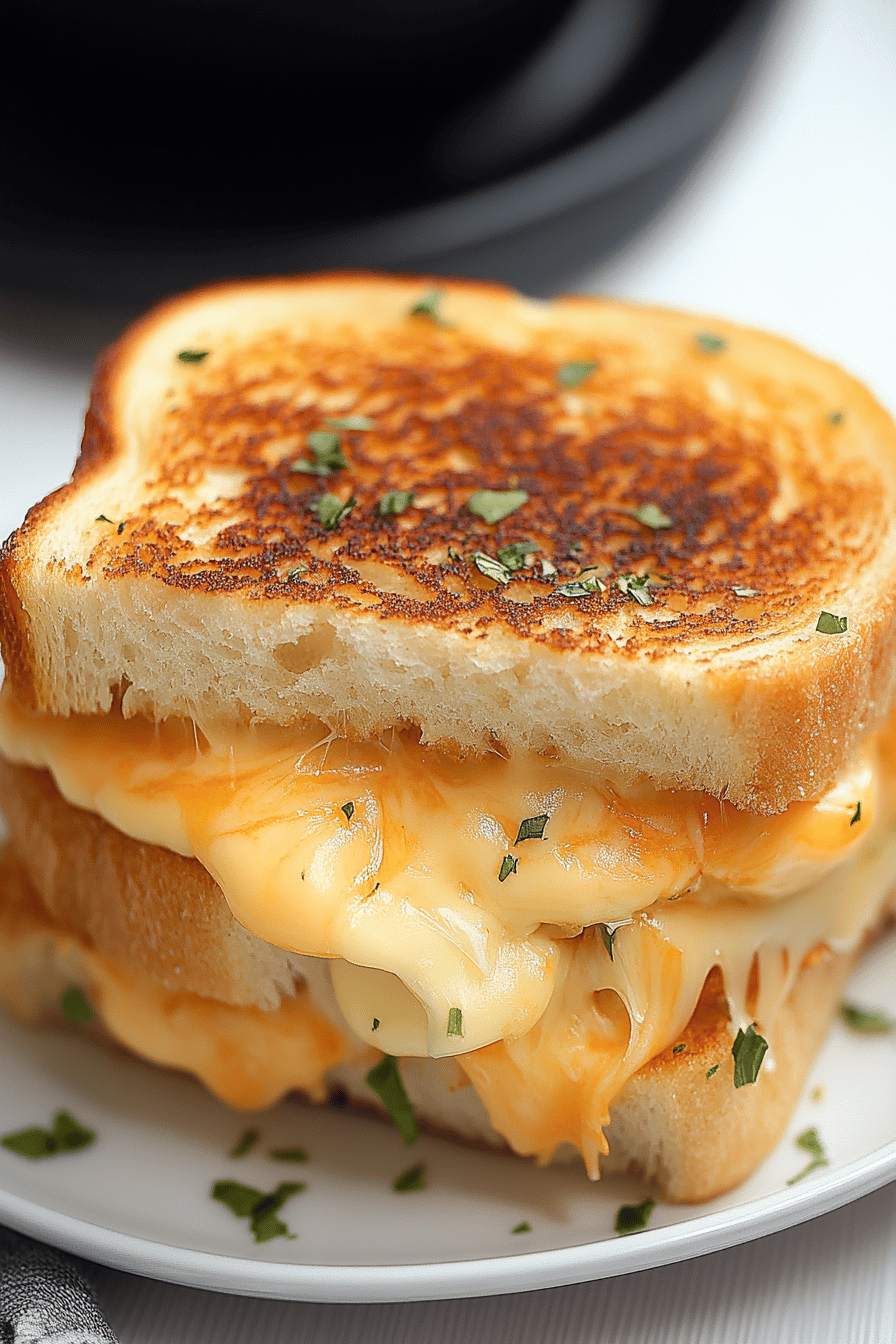 Garlic Bread Grilled Cheese ingredients organized and measured on kitchen counter