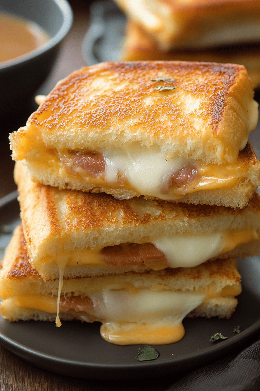 Grilled Cheese Sliders slice on plate showing perfect texture and swirl pattern
