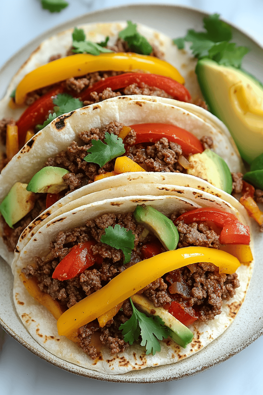 Ground Beef Fajitas final dish beautifully presented and ready to serve