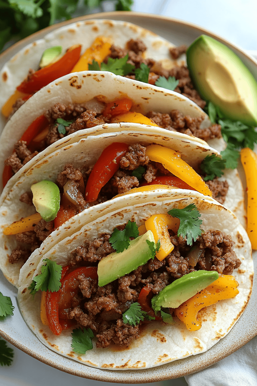 Ground Beef Fajitas slice on plate showing perfect texture and swirl pattern