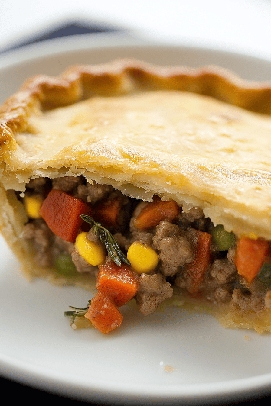 Ground Beef Pot Pie ingredients organized and measured on kitchen counter